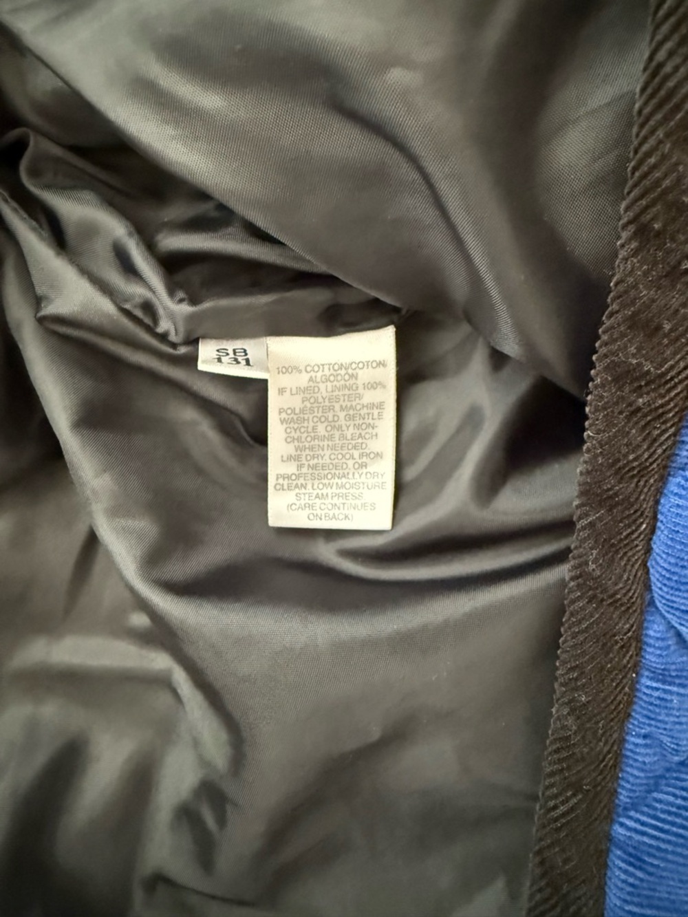 Susan Bristol Vintage Blue Quilted Barn Jacket with Black Corduroy Trim Med - Picture 14 of 15